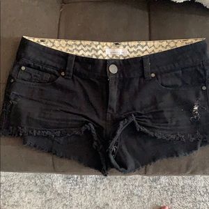Black jean shorts